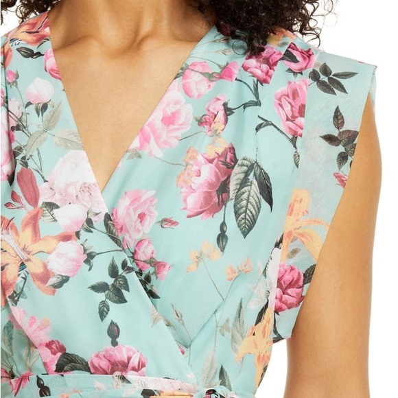 Eliza J Floral Faux Wrap Maxi Dress Sz 12 - Picture 4 of 16